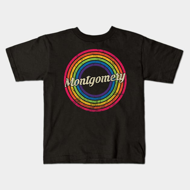 Montgomery - Retro Rainbow Faded-Style Kids T-Shirt by MaydenArt